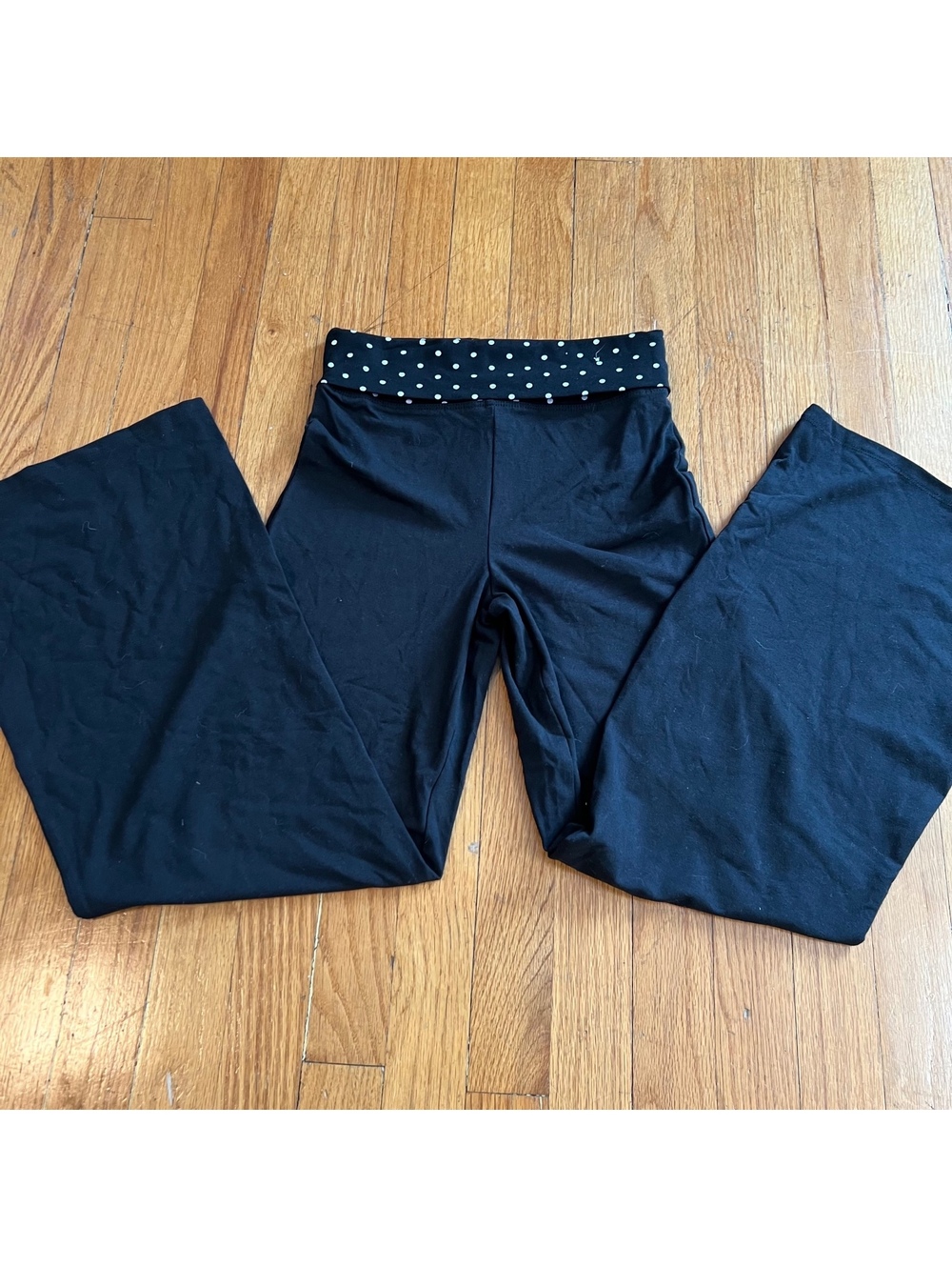 Y2K polka dot foldover flared leggings